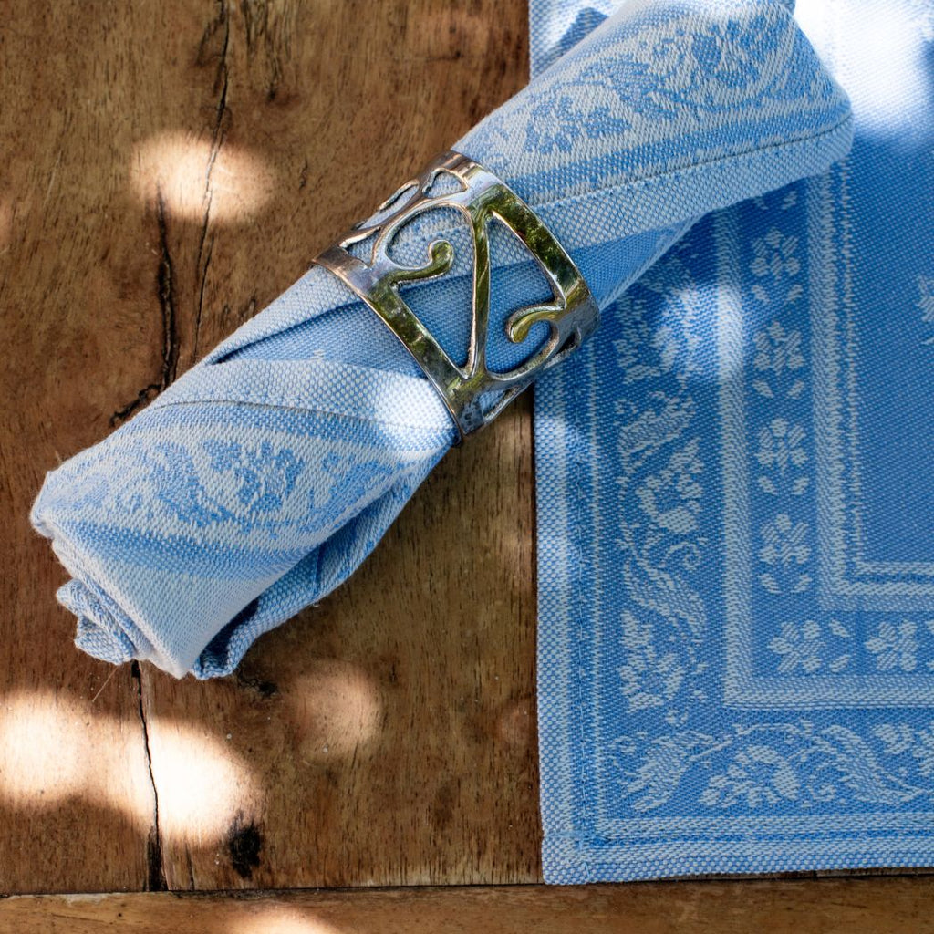 Blaue-Jacquard-Serviette