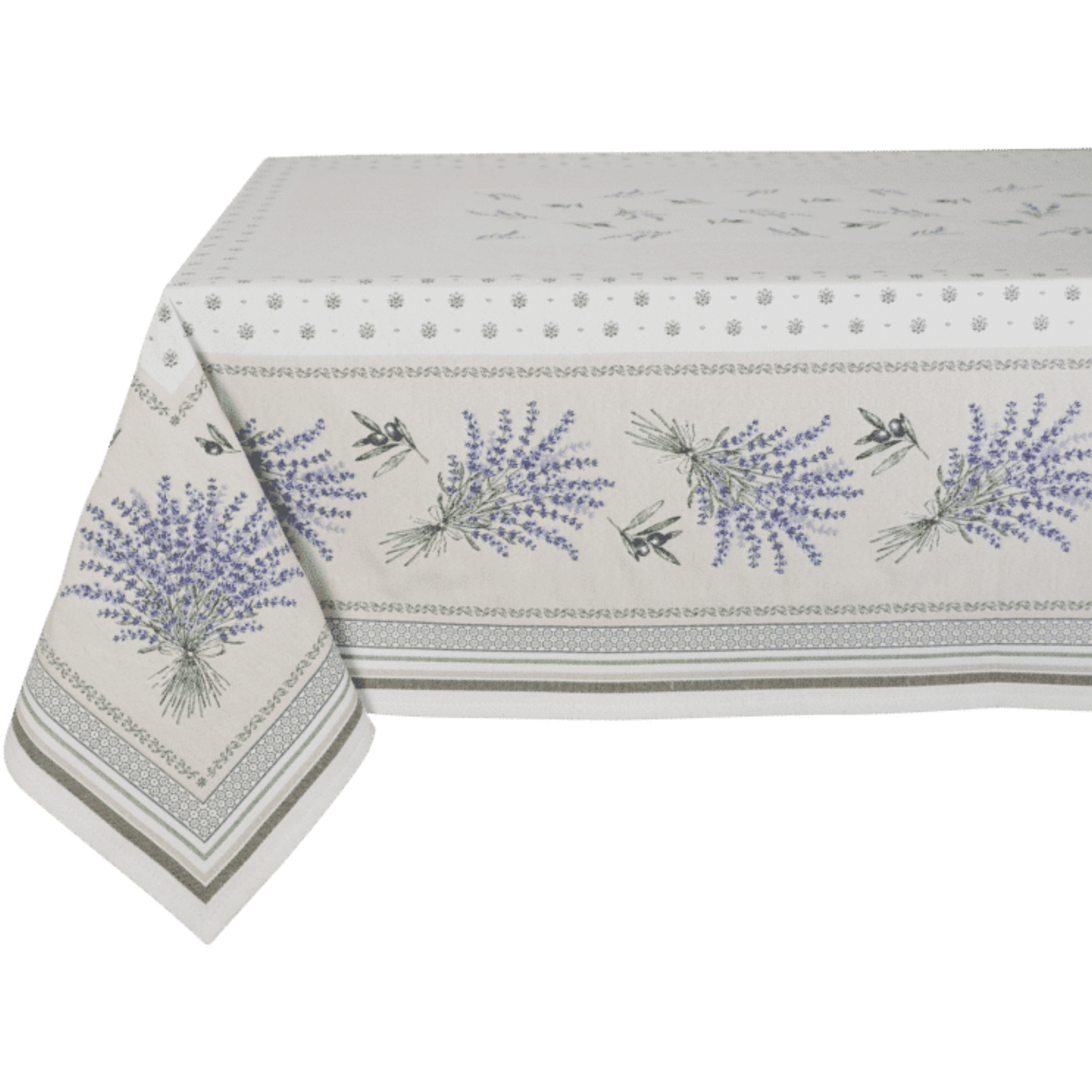 Französische Tischdecke aus dickem Jacquard-Stoff mit zarten Motiven aus der Provence.