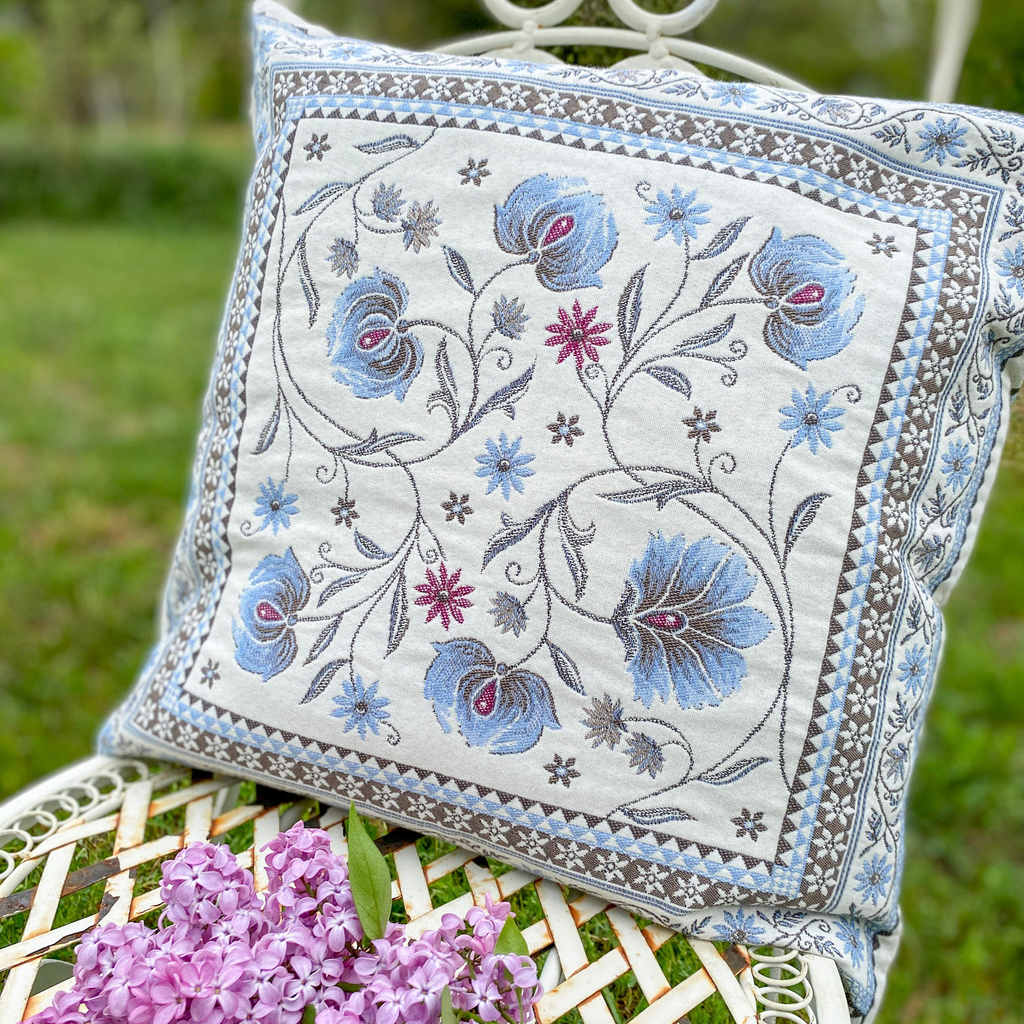 Kissen Jacquard mit Blumenmuster