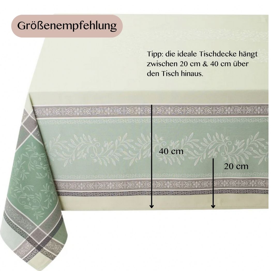 Größenempfehlung für Tischdecke
