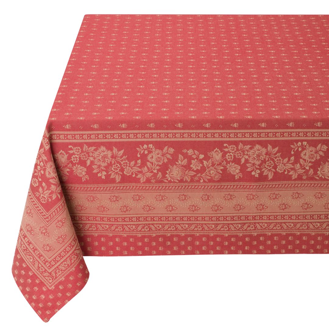 Jacquard Tischdecke mit Flecken-Schutz für den täglichen Gebrauch. Suchen Sie eine schöne, hochwertige Tischdecke? Diese Tischdecke ist perfekt und wird mit ihrer schönen roten Farbe nicht unbemerkt bleiben.