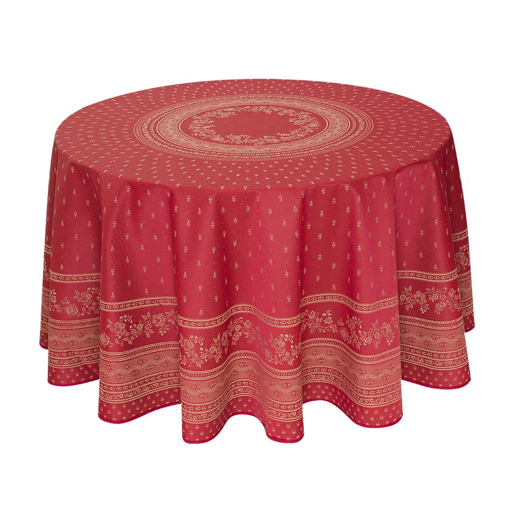Runde -Jacquard Tischdecke mit Flecken-Schutz für den täglichen Gebrauch. Suchen Sie eine schöne, hochwertige Tischdecke für die Feierlichkeiten zum Jahresende oder ein Abendessen mit Freunden? Diese Tischdecke ist perfekt und wird mit ihrer schönen roten Farbe nicht unbemerkt bleiben.