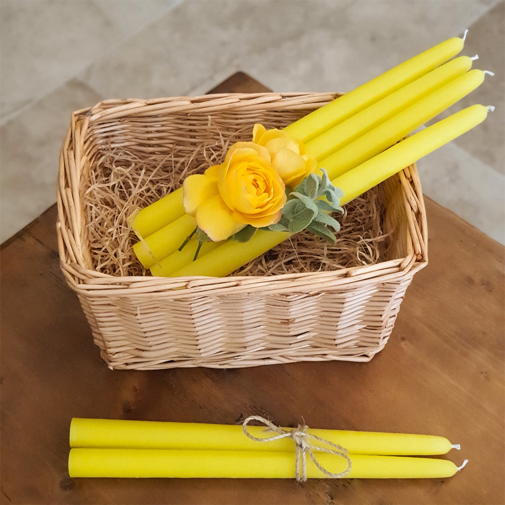 Tafelkerzen gelb handgefertigt aus Frankreich