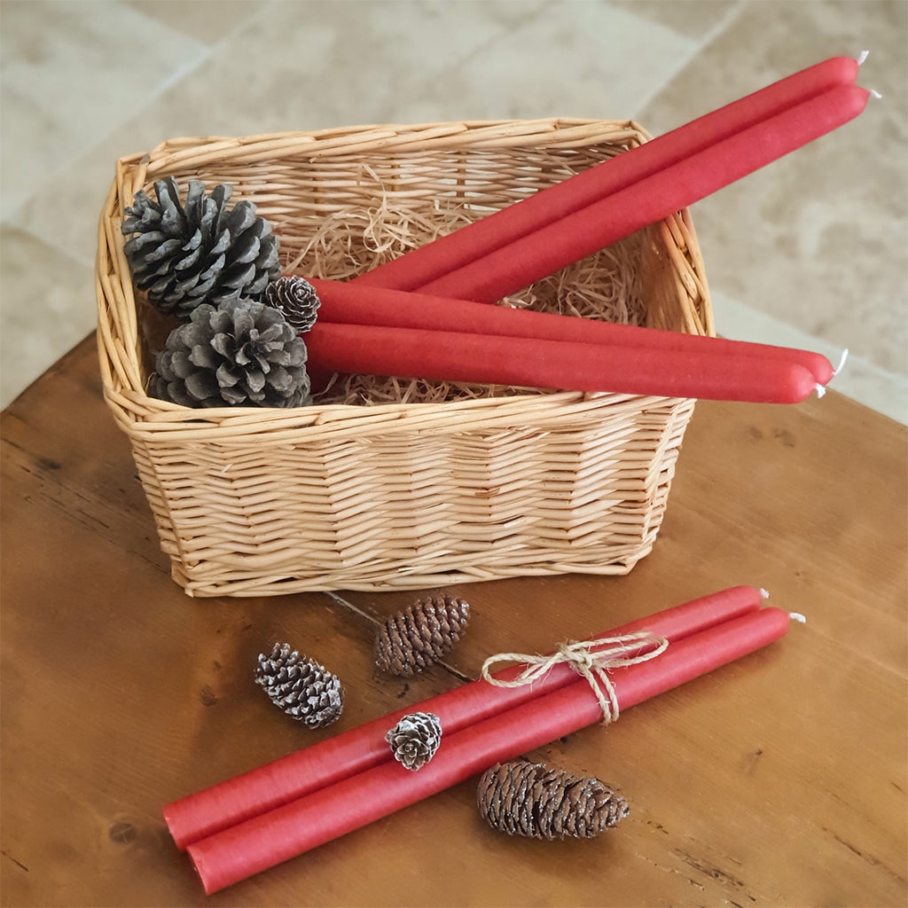 Tafelkerzen rot handgefertigt aus Frankreich