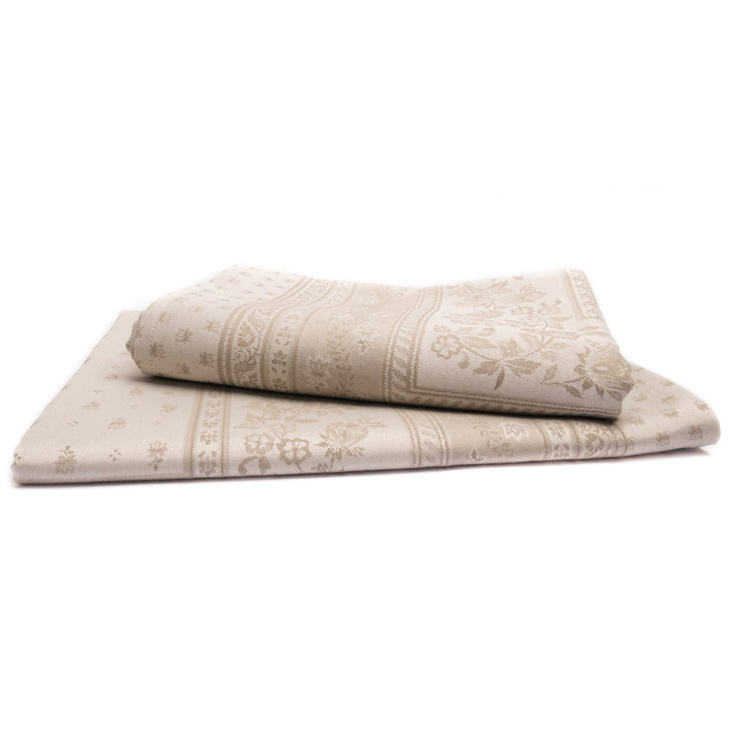 Hochwertige Jacquard Tischdecke beige mit Fleckschutz